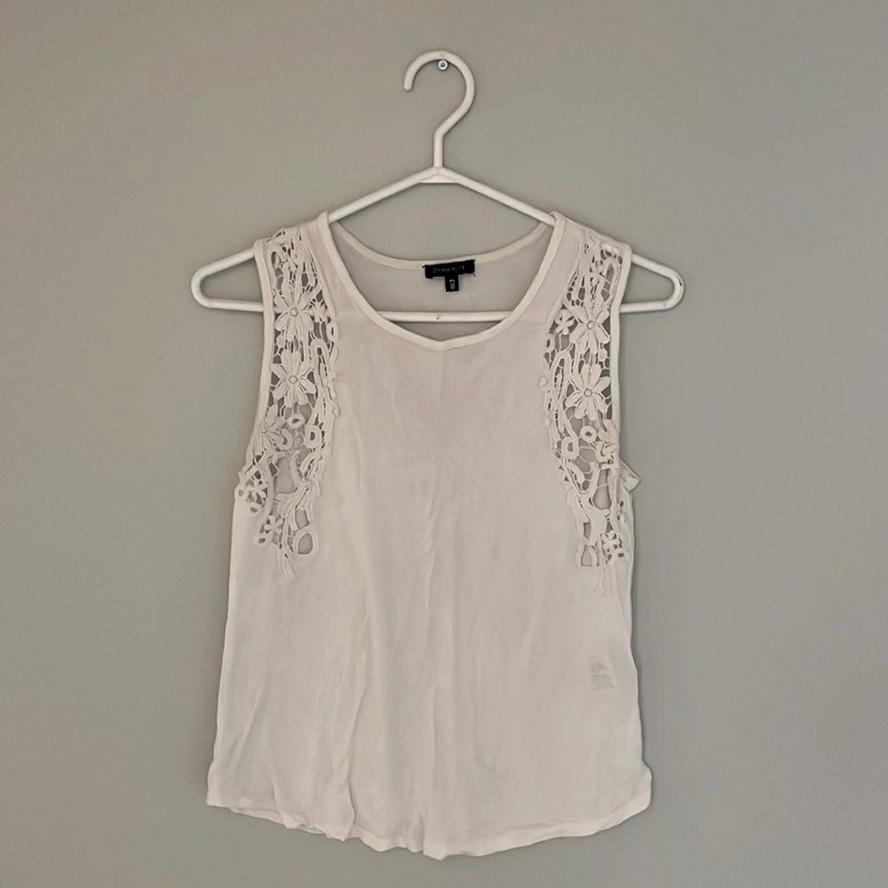 White top from Dynamite with cut out floral pattern